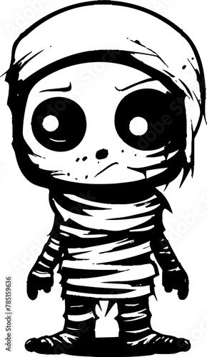 Vintage Tomb Tender Creepy Mummy Emblem Retro Shroud Sweetheart Cute Mummy Icon Design