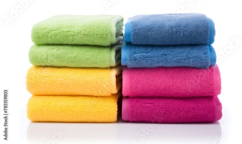 Stack of clean towels isolated on white background. Clipping path included.