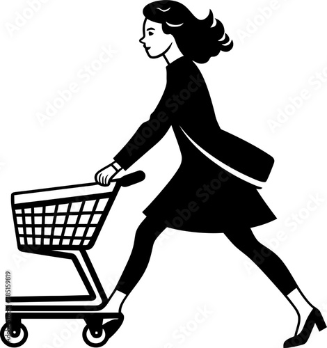 Chic City Cruiser Woman with Shopping Cart Design Vogue Vagabond Shopping Trolley Emblem