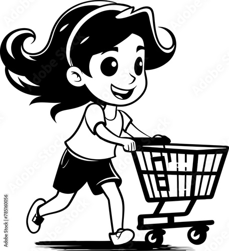 Haute Hauler Woman with Shopping Cart Vector Trend Trailblazer Shopping Trolley Icon