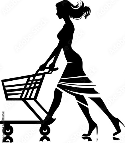 Couture Cruise Control Woman with Trolley Emblem Vogue Vagabond Ventures Shopping Cart Symbol