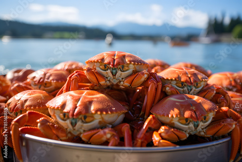 Dungeness crab on a fresh fish market photo
