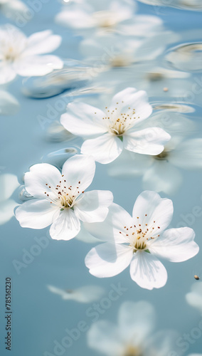 Blossom reflected in water. Spring natural concept.