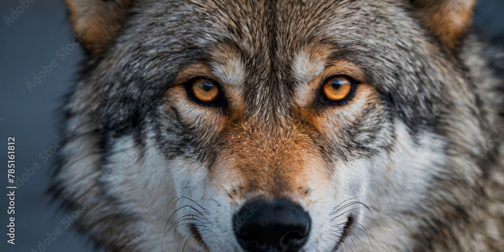Fototapeta premium close-up shot of a wolf looking into the camera with intense eyes