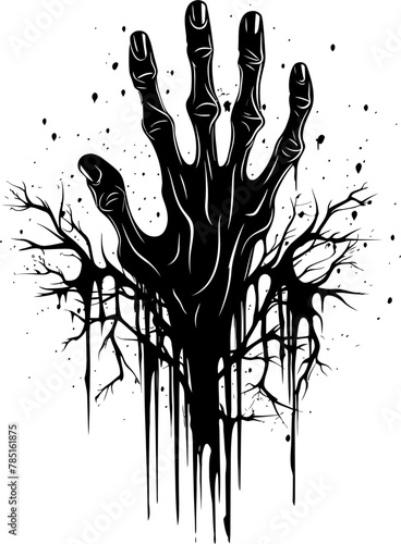 Nightmarish Nip Iconic Zombie Hands Symbol Cadaverous Clutch Zombie Hands Logo Design