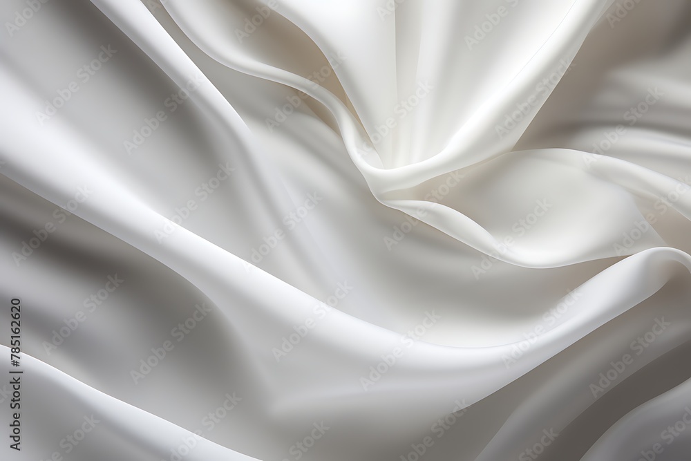 Rippled White Silk Satin Fabric Texture Background