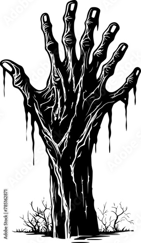 Nightmarish Grip Logo Icon with Zombie Hands Unearthly Embrace Vector Logo Design with Zombie Hands