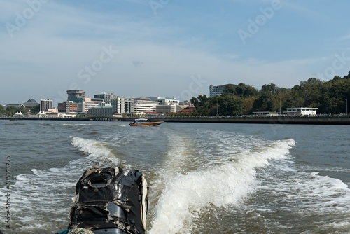 A view of Bandar Seri Begawan, the capital of Brunei Darussalam, while sailing on the Sungai Brunei river. Borneo island. Asia. photo