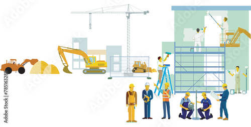 Handwerker auf der Baustelle,  illustration