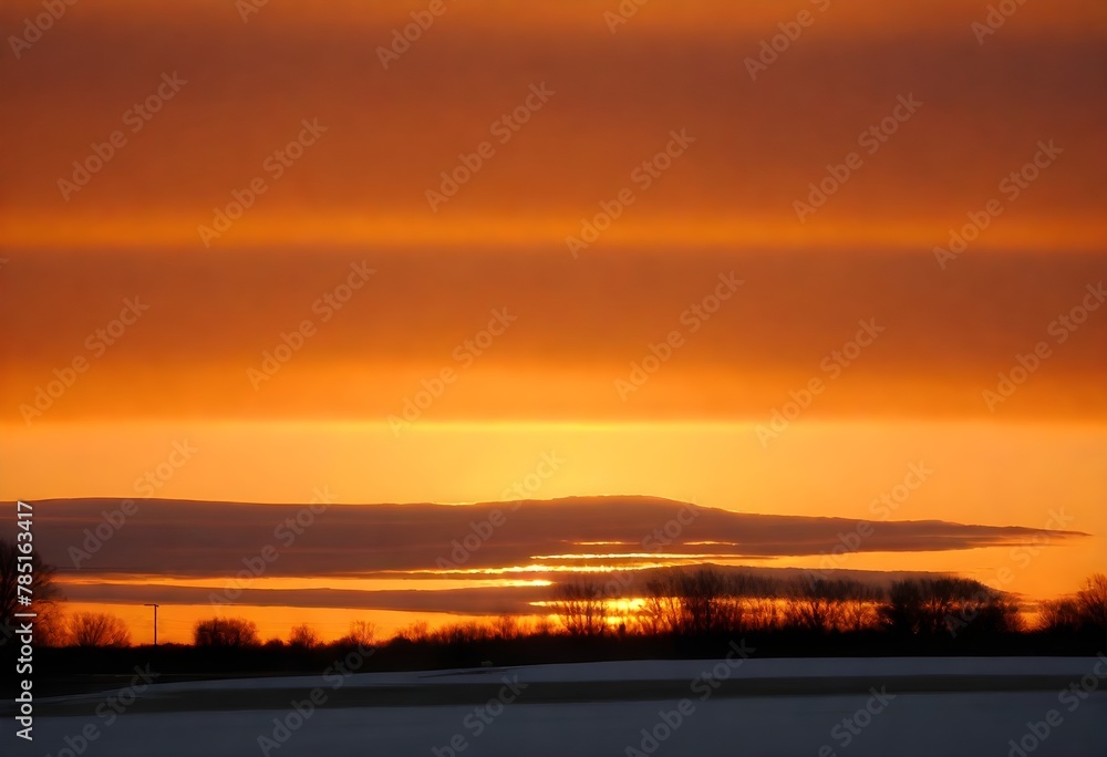 orange sunset with light reflecting off the water on a lake