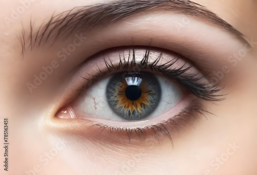 close up of a woman's eye showing the light brown iris