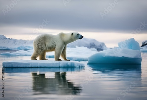 a polar bear standing on a block of ice in the ocean