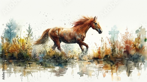 Watercolor painting of a centaur roaming through a lush summer forest  in tune with nature Isolated on white background clipart  isolated on white background clipart