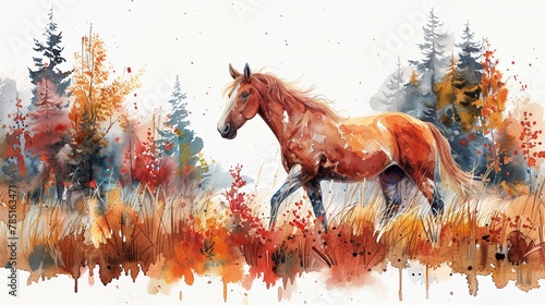 Watercolor painting of a centaur roaming through a lush summer forest, in tune with nature Isolated on white background clipart isolated on white background clipart