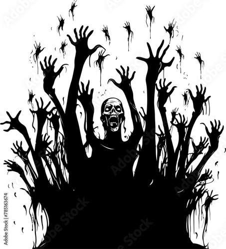 Grasping Ghouls Vector Logo Design with Zombie Hands Dreadful Reach Symbolic Zombie Hands Icon