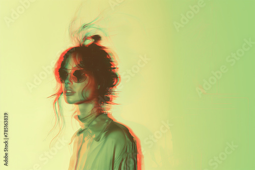 glitch effect overlay of a woman