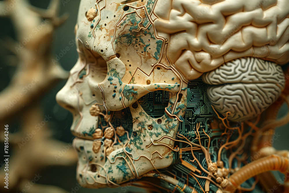 Fototapeta premium Exploring the interplay of human mind and technology: a high-resolution photographic insight