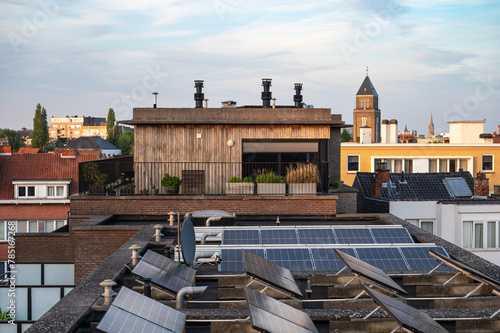 Jette, Brussels, Belgium - Rooftop view over a residential area