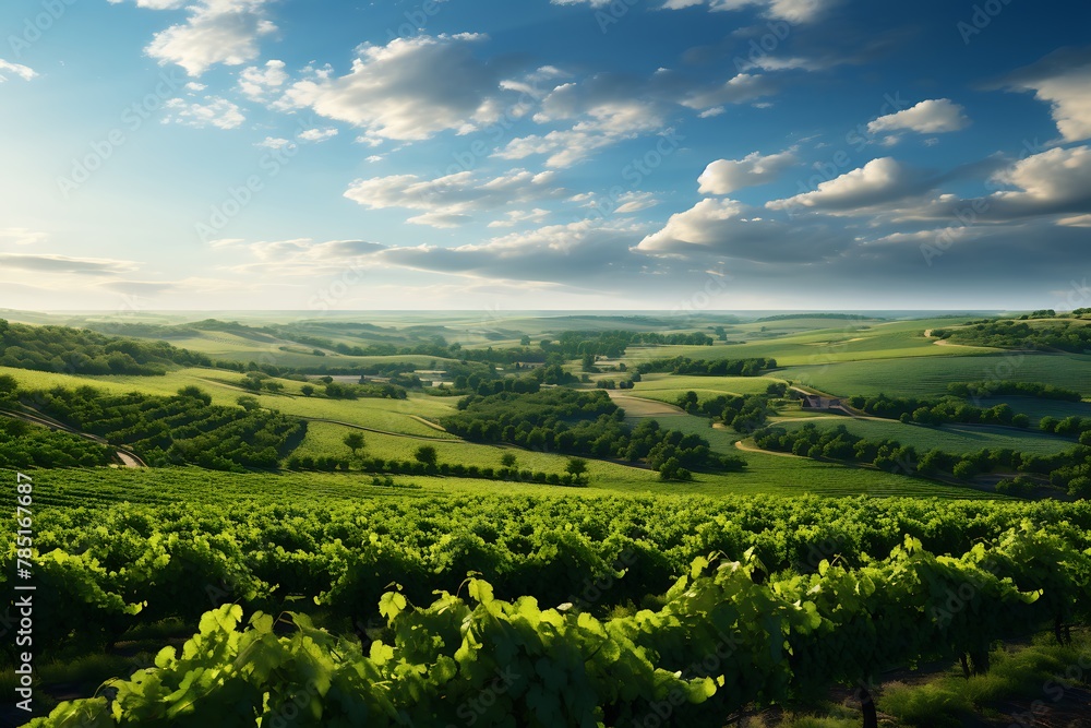 Vineyard in Tuscany, Italy. Rural landscape with vineyards.