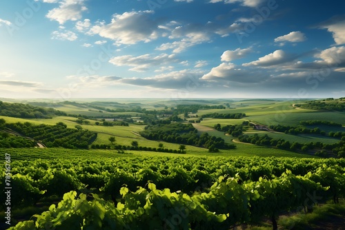 Vineyard in Tuscany, Italy. Rural landscape with vineyards.
