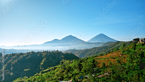 Panorama to the centre of Bali island with high mountains photo