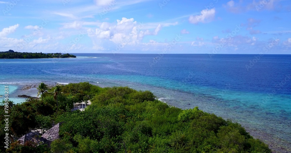 Beautiful view of an ocean with trees in the foreground Beautiful view of an ocean with trees in the foreground