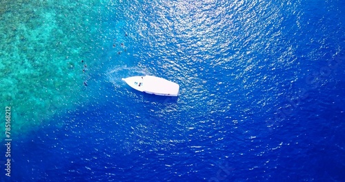 Aerial view of boat in the open sea