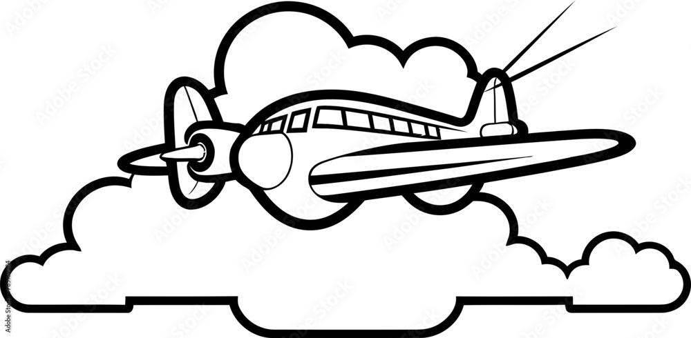 Doodle Flyer Hand drawn Airplane Logo Flying Scribble Sketchy Plane Icon