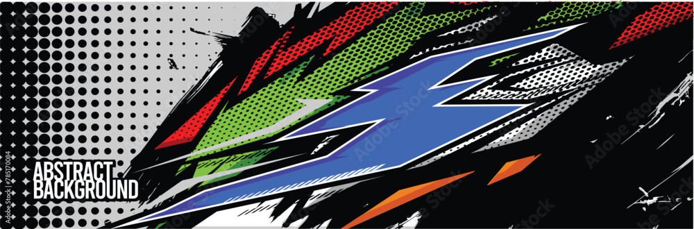 Vector Car Decal Wrap Design: Abstract Racing Stripe Background Kit for Vehicles, Race Cars, Rally, Adventure, and Livery