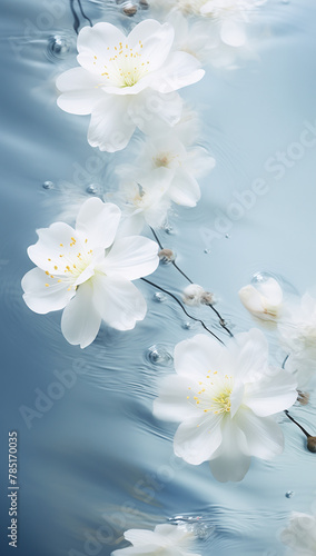 White flowers blooming in water. Natural concept.