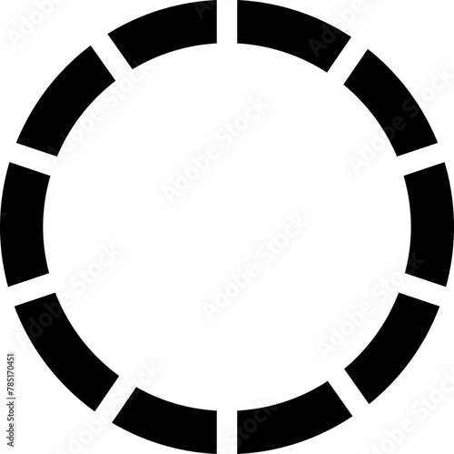 Segmented circle icons isolated on a transparent background. Various number of sectors divide the circle on equal parts. Black thin outline graphics, circle sector for visualization of infographic.