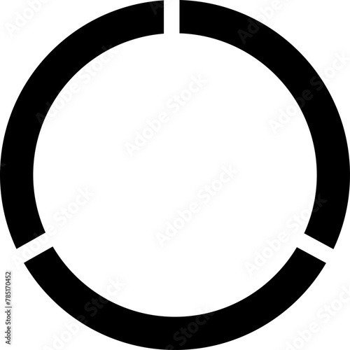 Segmented circle icons isolated on a transparent background. Various number of sectors divide the circle on equal parts. Black thin outline graphics, circle sector for visualization of infographic.