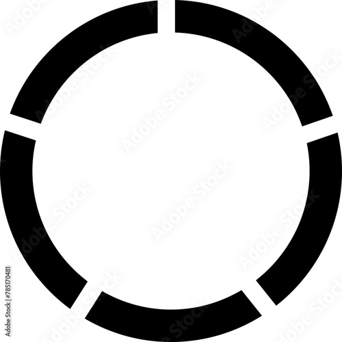 Segmented circle icons isolated on a transparent background. Various number of sectors divide the circle on equal parts. Black thin outline graphics, circle sector for visualization of infographic.