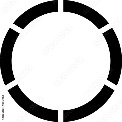 Segmented circle icons isolated on a transparent background. Various number of sectors divide the circle on equal parts. Black thin outline graphics, circle sector for visualization of infographic.