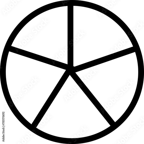 Segmented circle icons isolated on a transparent background. Various number of sectors divide the circle on equal parts. Black thin outline graphics, circle sector for visualization of infographic.
