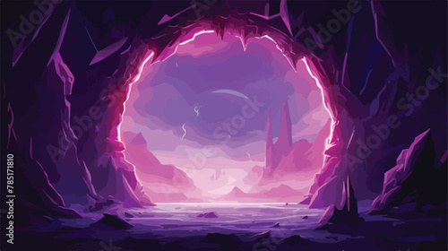 Fantasy magic portal. Space game gate on planet lands