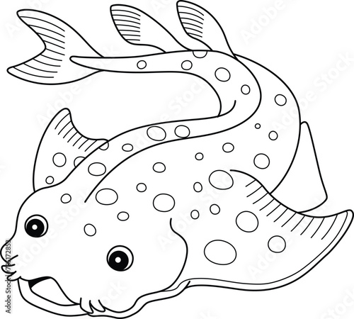 Angel Shark Isolated Coloring Page for Kids