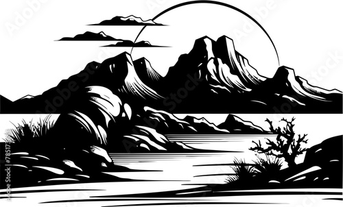 Mountain Majesty Sketchy Mountain Logo Coastal Canvas Wild Nature Sketch Icon
