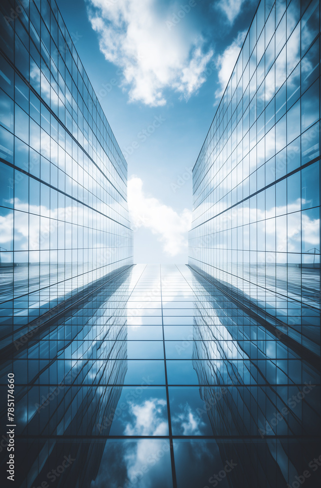 Modern office building with blue sky and clouds. City ceneter concept.