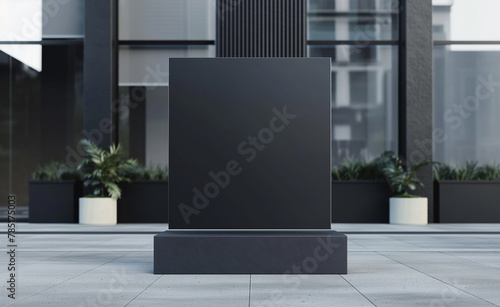 Bold Branding: Black Square Signboard Mockup for Dynamic Presentations