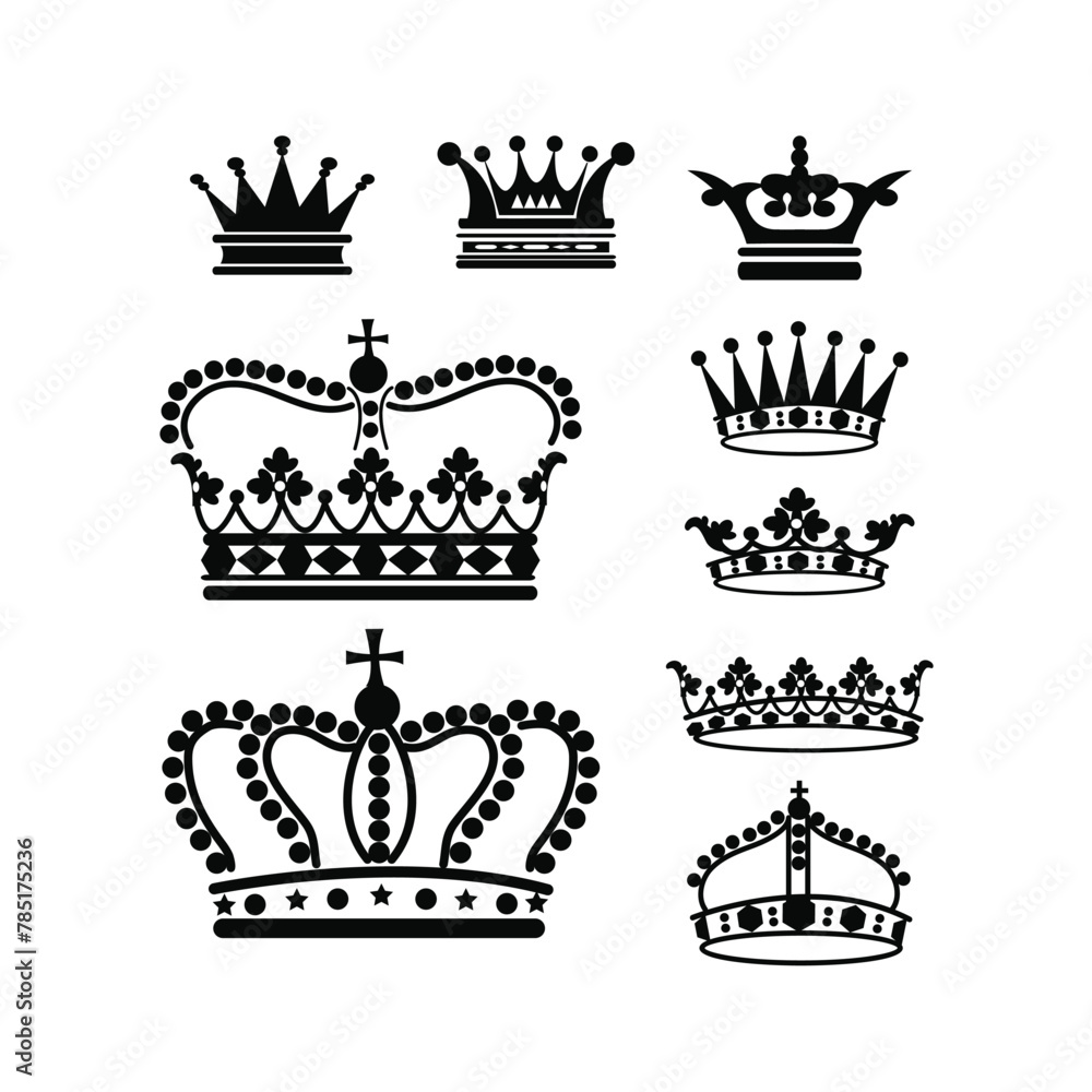 Big collection quolity crowns. Crown icon set. Collection of crown silhouette.
Big collection quolity crowns. Crown icon set. Collection of crown silhouette.