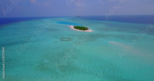 Aerial view of a small island with trees in the middle of the ocean