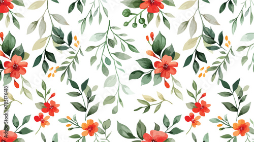Elegant bright and seamless green neutral and red flower