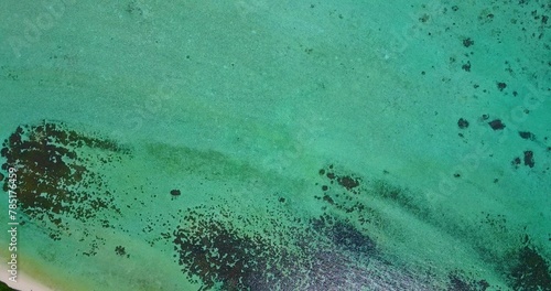 Bird's eye view of the azure water of the ocean in Asia
