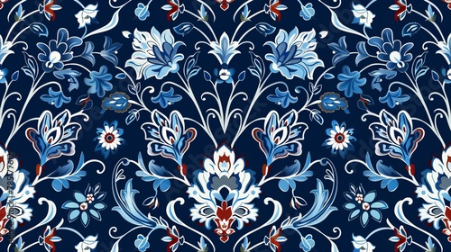 Luxurious Turkish seamless pattern with floral ornaments, great for textiles, wallpapers, or packaging