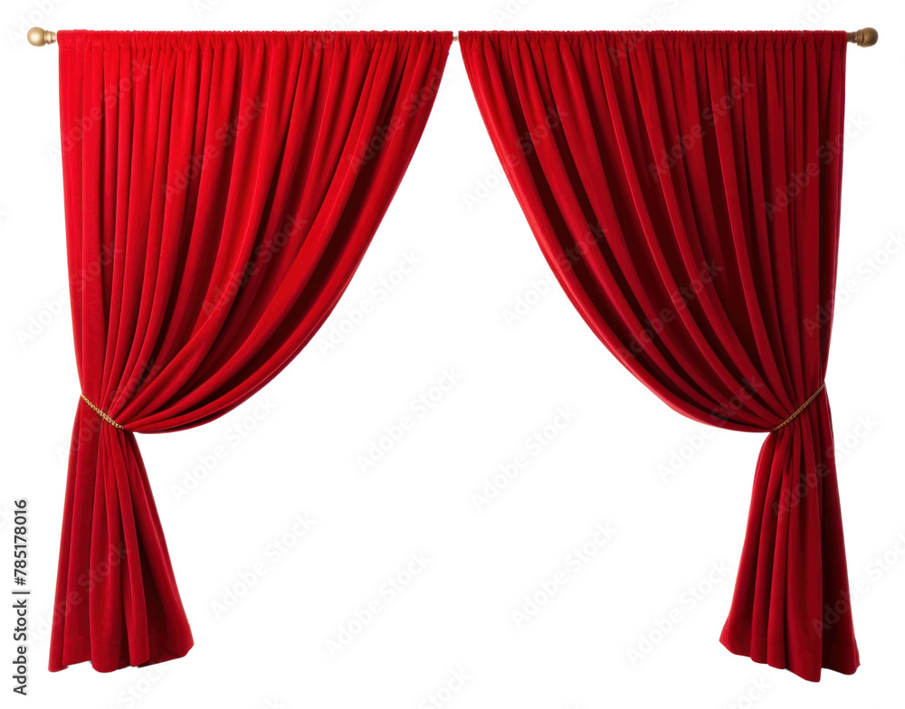 Obraz premium PNG A red curtain white background furniture elegance