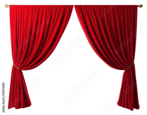 PNG A red curtain white background furniture elegance © Rawpixel.com