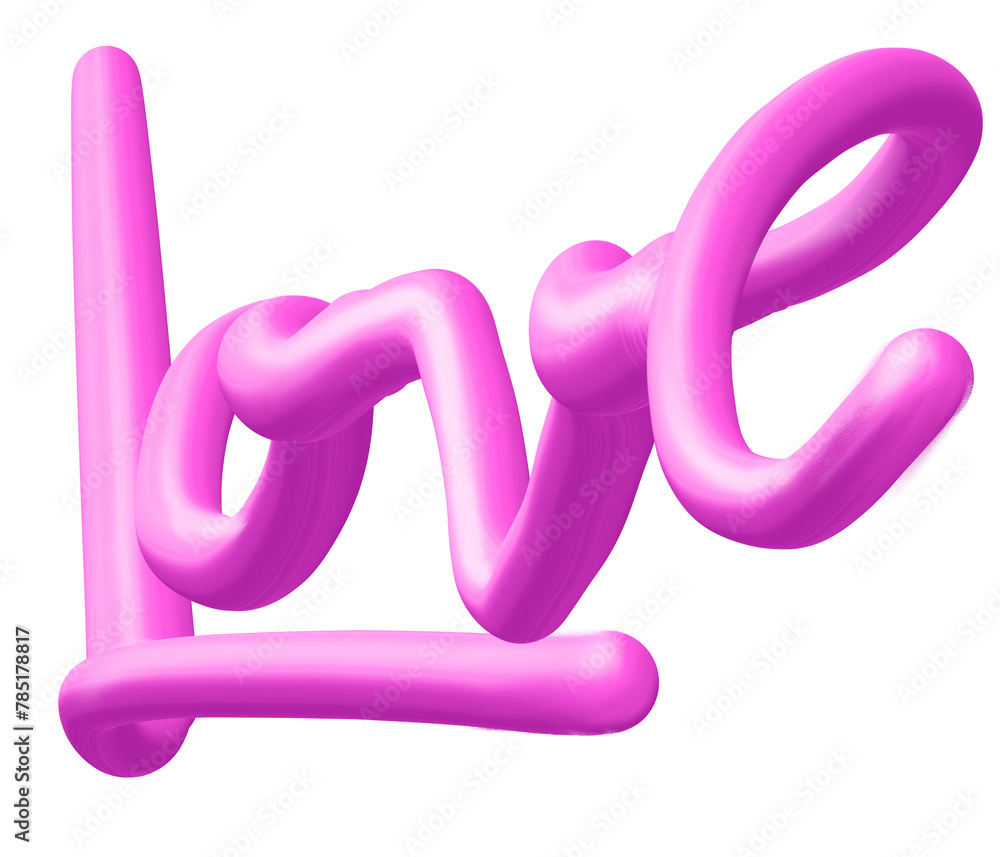 Love text in 3D shape with pink hand writing for beautiful artwork or decoration Love text in 3D shape with pink hand writing for beautiful artwork or decoration