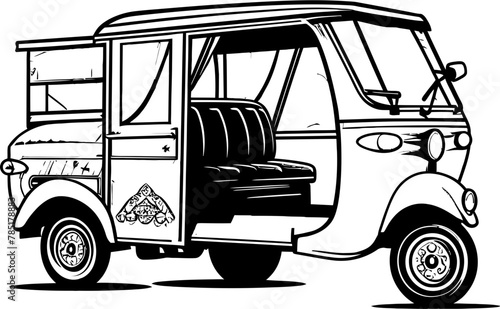 Rickshaw Rides Tuk Tuk Icon Emblem Street Sprinter Rickshaw Vector Design