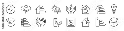 Set of energy saving icons. Vector illustration